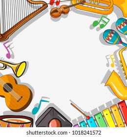 Border template with musical instruments illustration