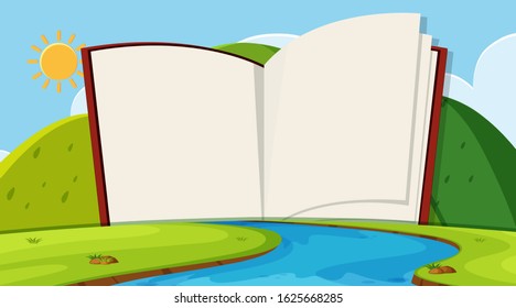 Plantilla de borde con ilustración de fondo de naturaleza