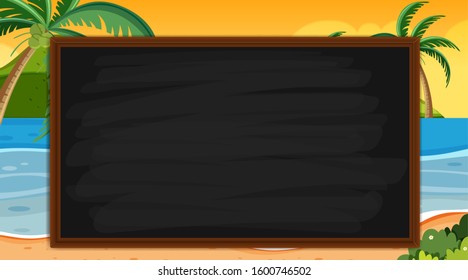 Border template with ocean in the background illustration