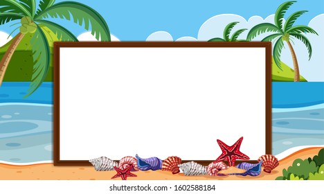 Border template with ocean in background illustration