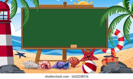 Border template with ocean theme in background illustration