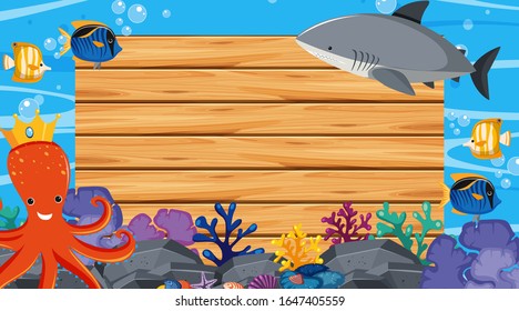 Border template with ocean theme in background illustration