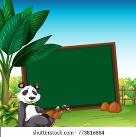 Border template with panda in the field illustration