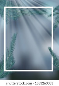 Border template with pine on gray background illustration