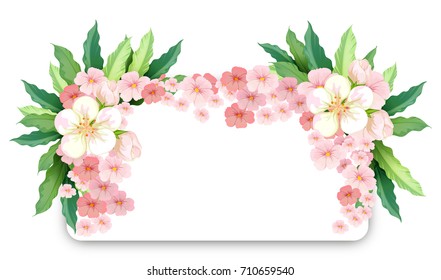 Border template with pink flowers illustration