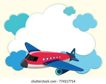 Border template with red airplane illustration