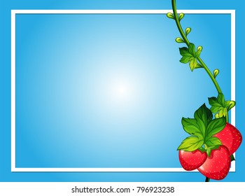 Border template with red strawberries illustration