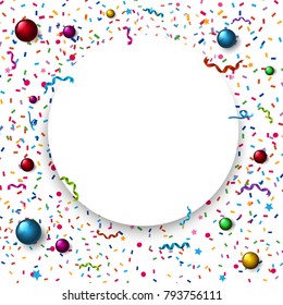 Border template with ribbons and balls illustration