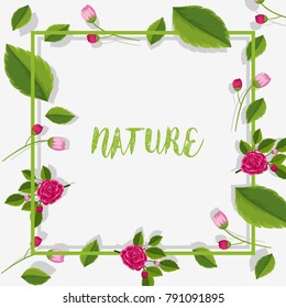 Border template with roses and leaves illustration