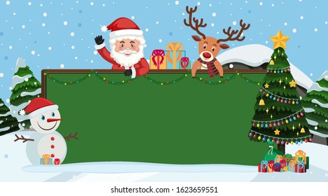 Border template with Santa in the snow illustration