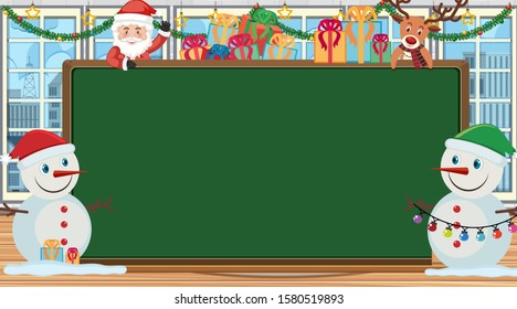 Border template with Santa and snowman background illustration
