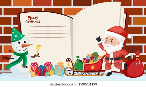 Border template with Santa and snowman illustration