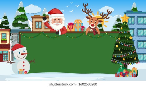 Border template with Santa and snowman  illustration