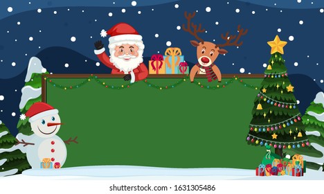 Border template with Santa and snowman illustration