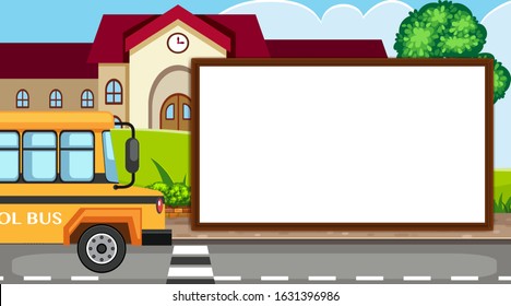 Border template with school building in background illustration