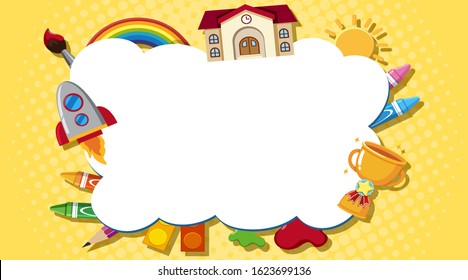 Border template with school items illustration