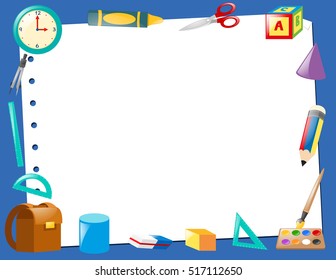 Border template with school items illustration