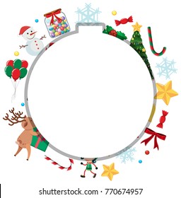 Border template with snowman and reindeer illustration