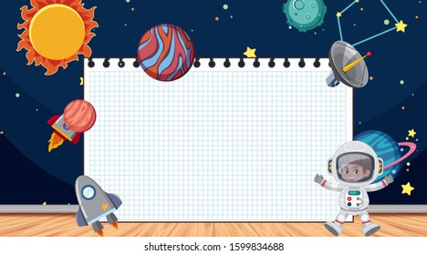 Border template with space theme in background illustration