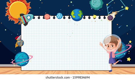 Border template with space theme in background illustration