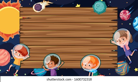 Border template with space theme in background illustration