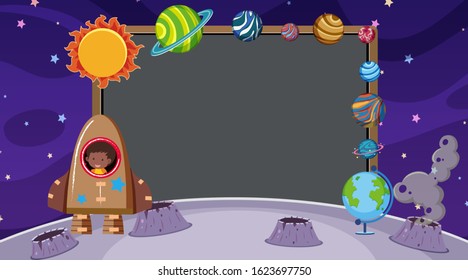 Border template with space theme in background illustration