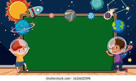 Border template with space theme in background illustration