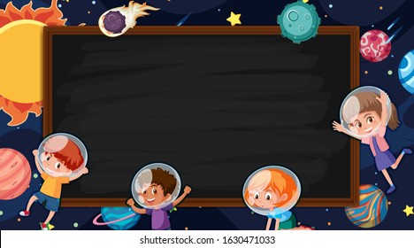Border template with space theme in background illustration