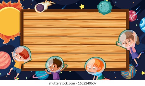 Border template with space theme in background illustration