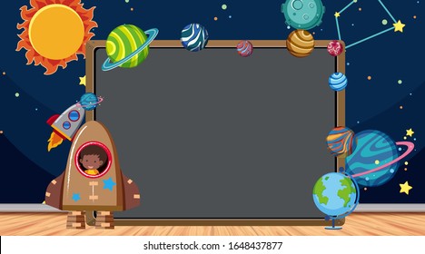 Border template with space theme in background illustration