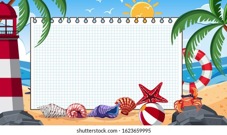 Border template with summer theme in background illustration