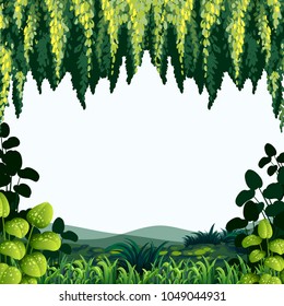 Border template with trees and mountains illustration