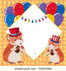 Grenzvorlage mit zwei Hamstern und bunten Ballons Illustration