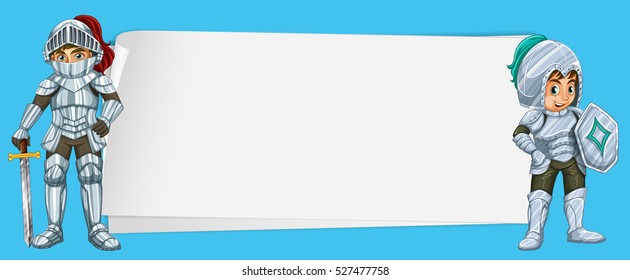 Border template with two knights illustration