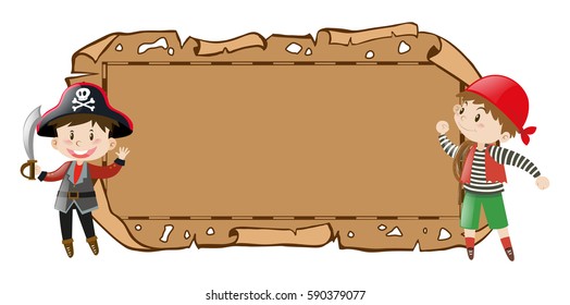 Border template with two pirates illustration