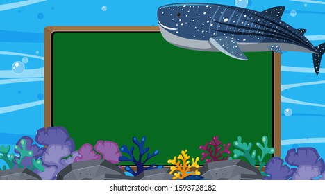 Border template with underwater scene in background illustration