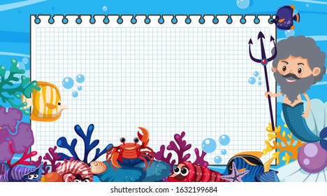 Border template with underwater scene in background illustration