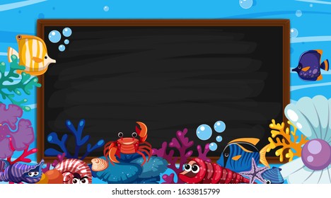 Border template with underwater scene in background illustration