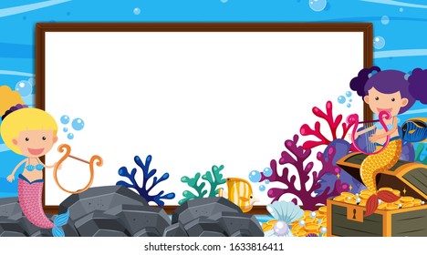 Border template with underwater scene in background illustration