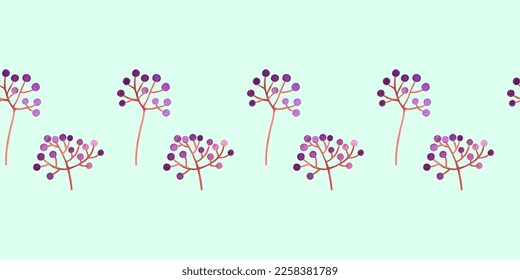Border template with watercolor branches with berries. For printing wrapping paper, packaging, fabric. Hand Drawn vector illustration.