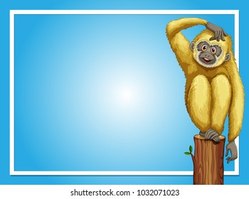 Border template with white gibbon illustration