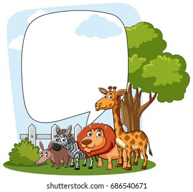 Border template with wild animals illustration