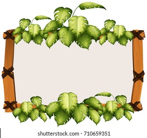 Border template with woods and leaves illustration