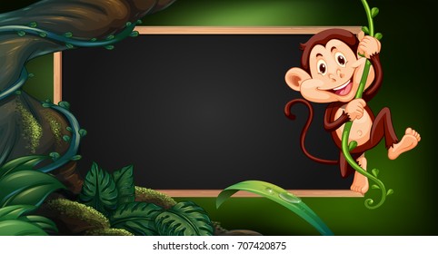 Border template wtih monkey on vine illustration