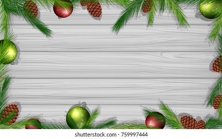 Border template wtih pinecones and ornaments illustration