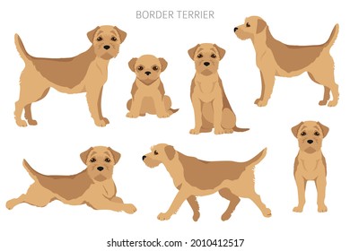 Clipart de la frontera aterradora. Colores y poses diferentes.  Ilustración del vector