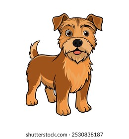 Border Terrier ilustração de vetor raça cão isolado no fundo branco no estilo de desenho animado.