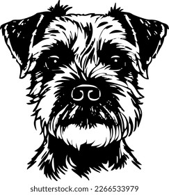 Border Terrier, dog head, vector illustration, black color, vector image