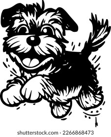 Border Terrier, dog jump and happy, vector illustration, black color, vector image