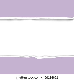 Border of torn paper, realistic vector illustration. Torn paper with ripped edges, template for infographic and web. Ripped paper frame